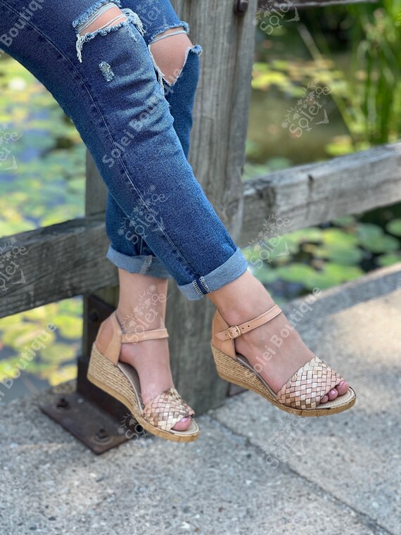Tacones Mexicanos de Piel. Tacón Artesanal de Cuña. Zapato | Etsy México