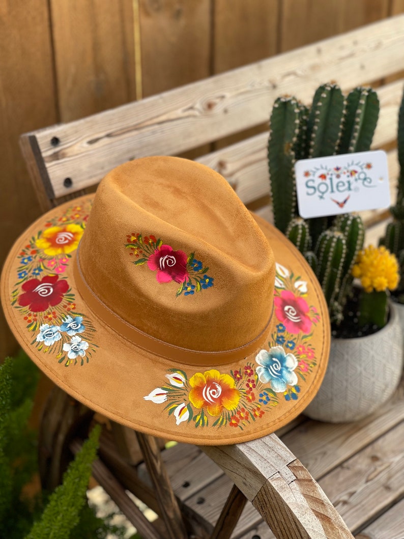 Artisanal Mexican Hand-Painted Hat Suede Black 603737 main image 1