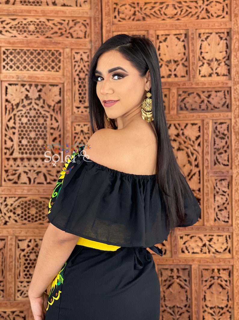 Sunflower Embroidered Dress. Size S 3X. Mexican Embroidered Etsy