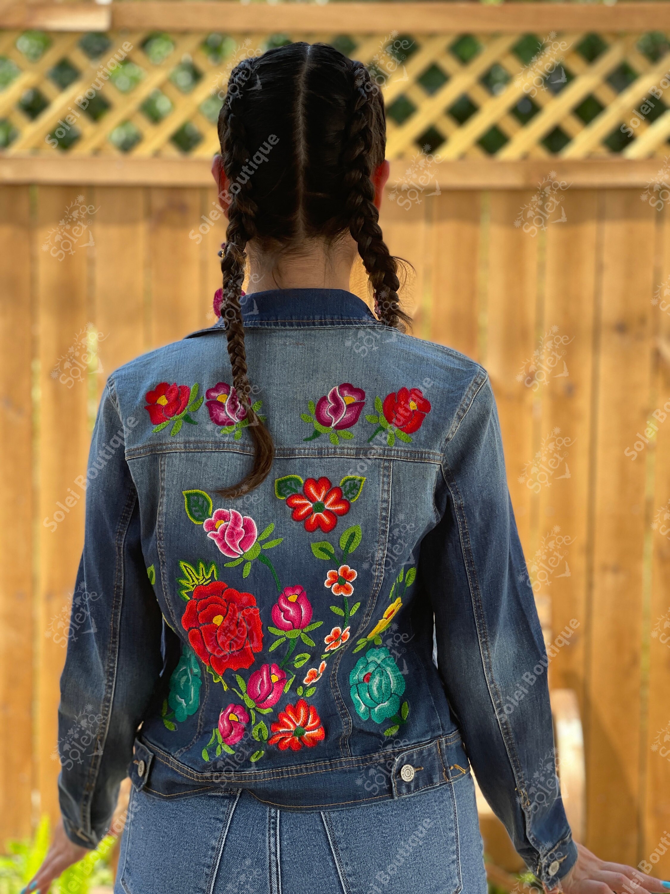 Mexican Floral Embroidered Jeans Jacket 