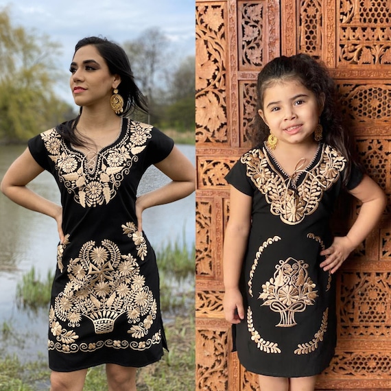 Mommy and Me Mexican Kimono Dress. Floral Embroidered Dress. Kids Traditional Dress. Mexican Party Dress. Mother and Daughter Matching Dress Etsy Australia