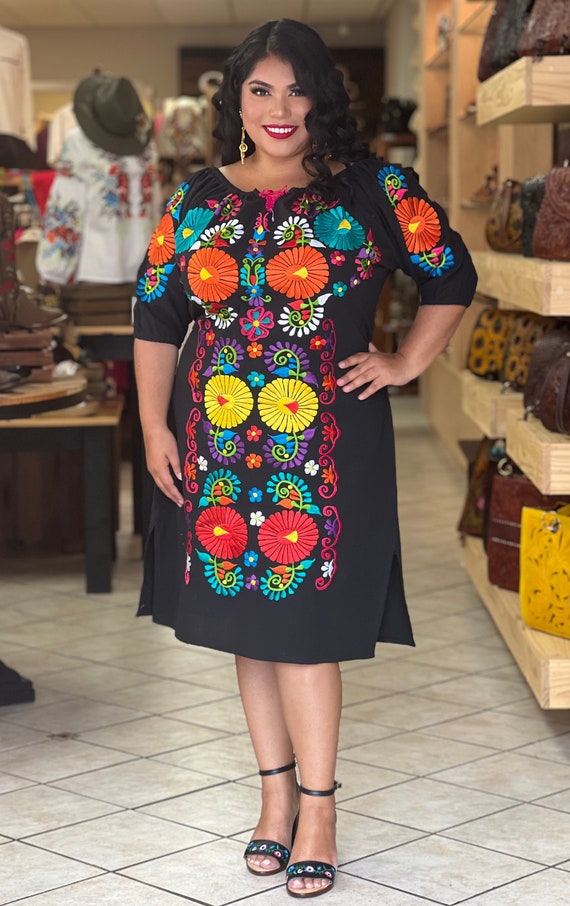 Emular El uno al otro Perplejo Vestido Mexicano Bordado. Tallas S a 3X. Vestido Para Fiesta - Etsy España