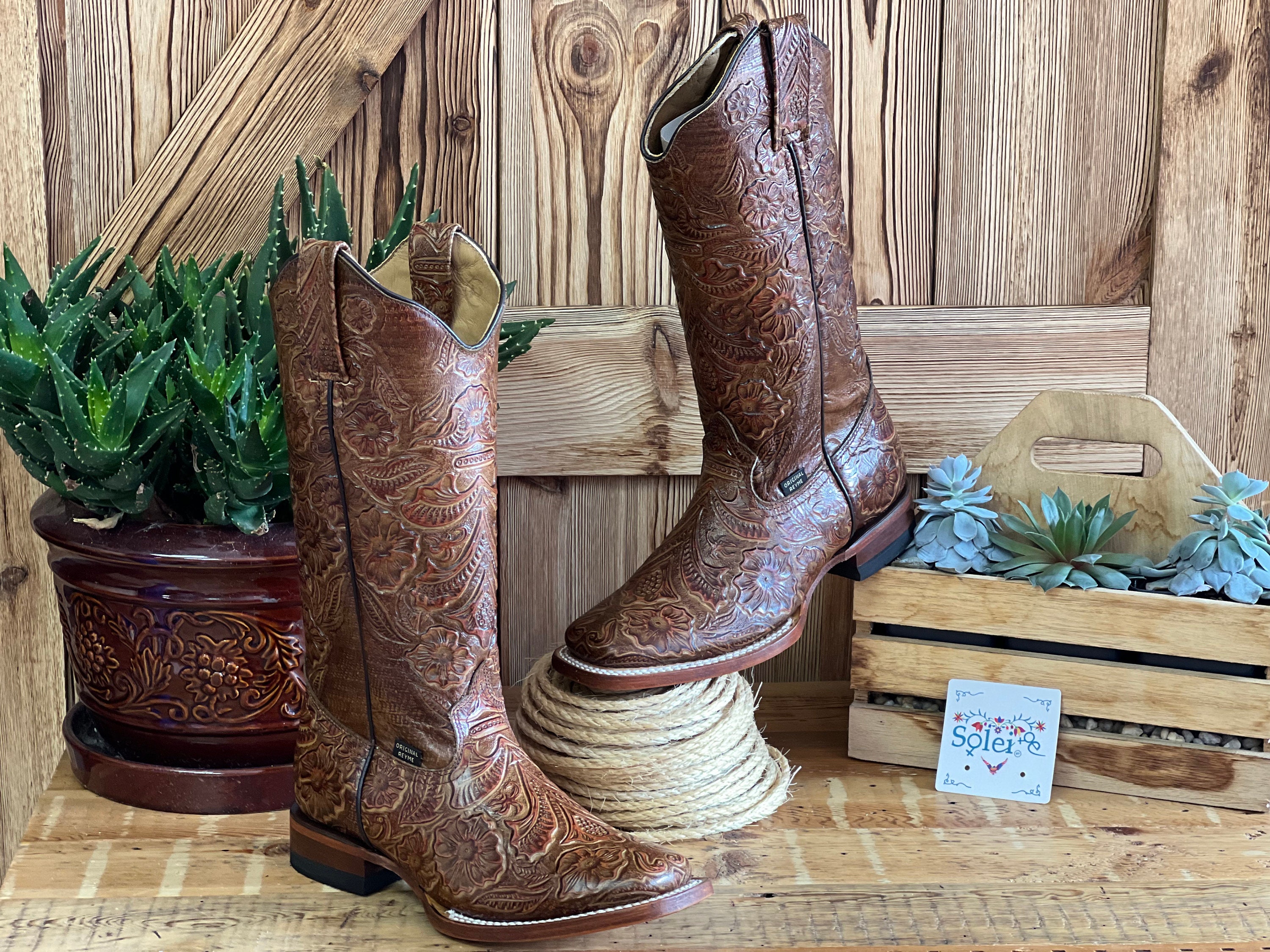 Handmade Die Cut Leather Boots 