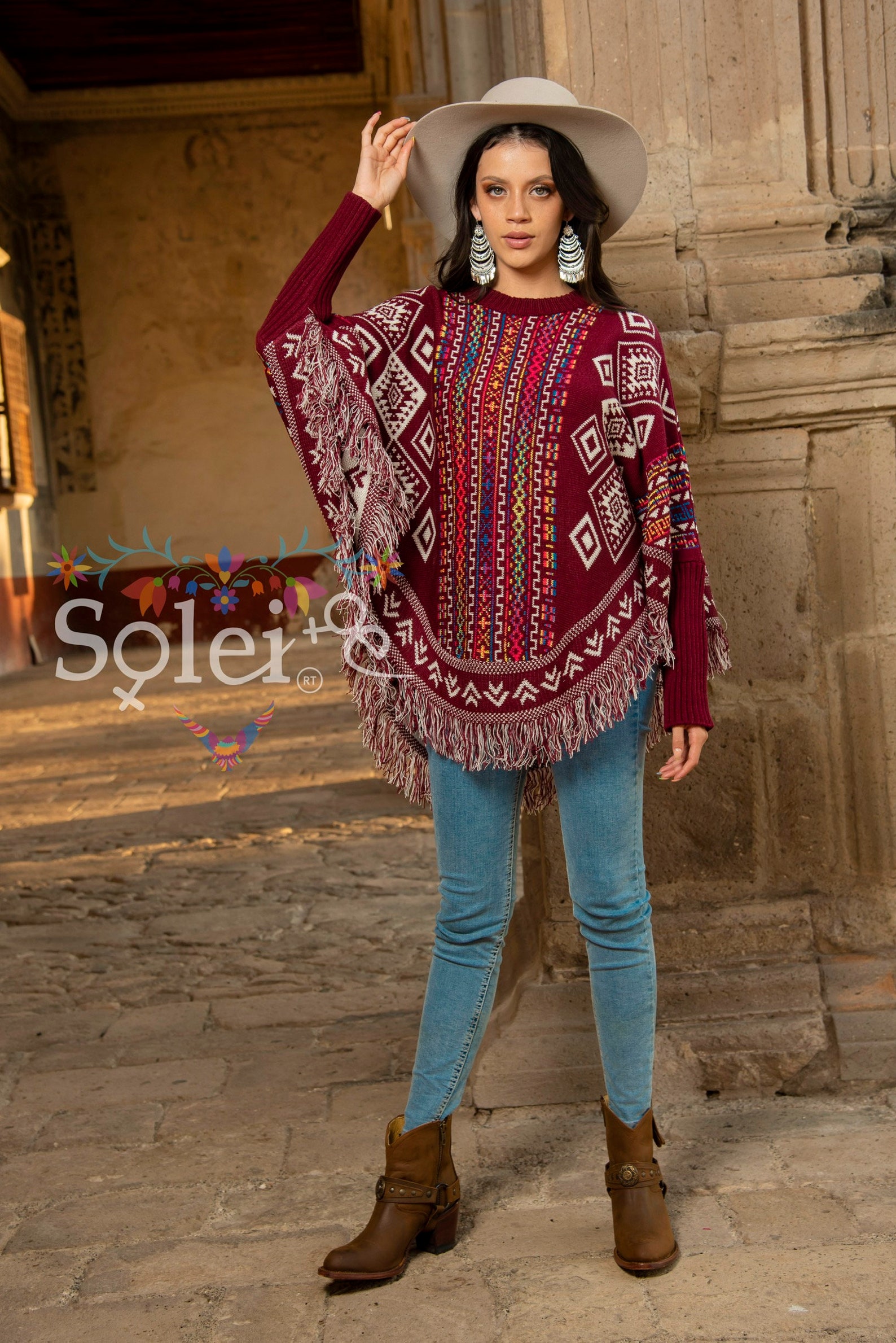 Mexican Artisanal Poncho 100% Acrylic Multicolor 603881