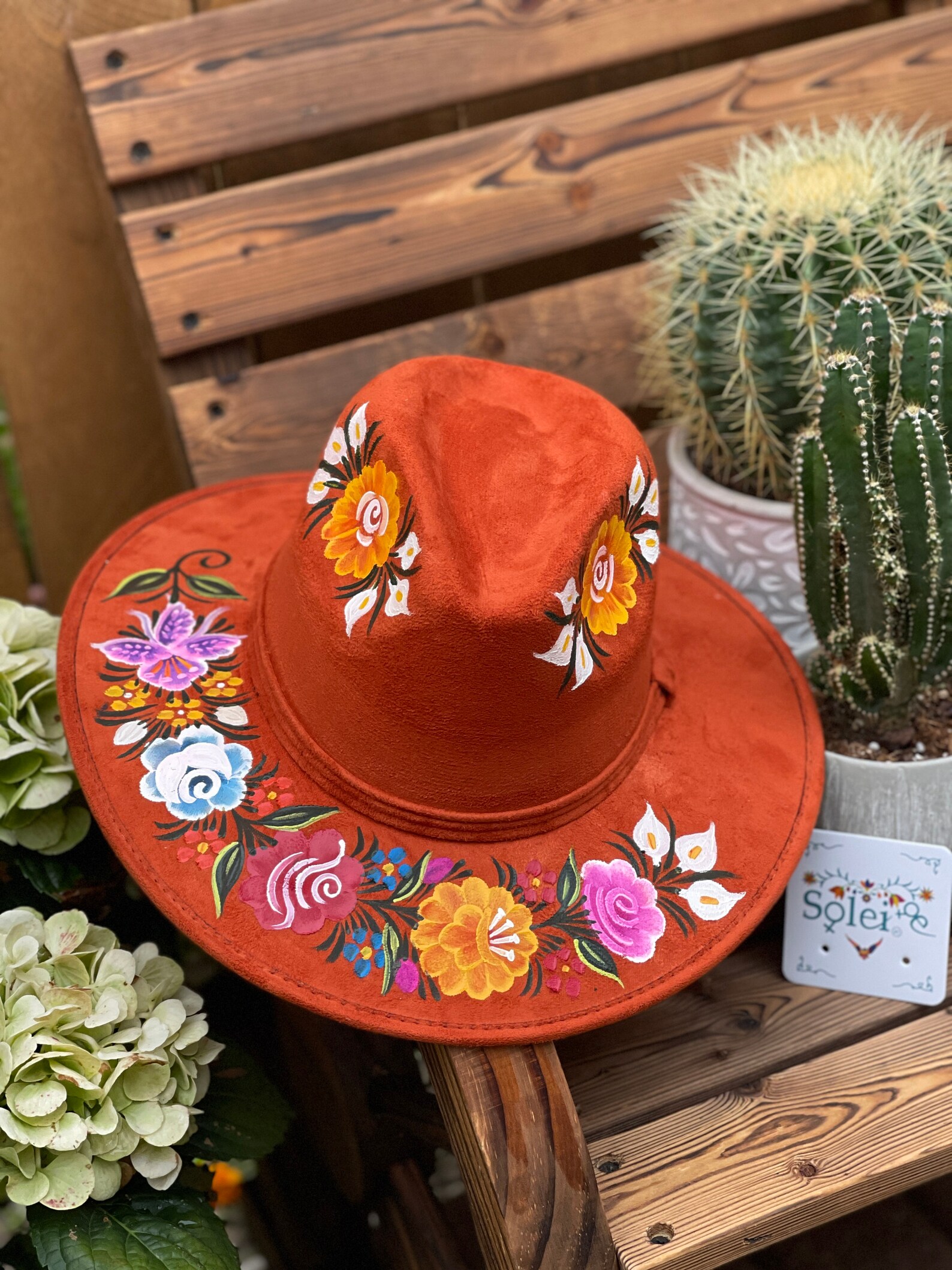 Artisanal Mexican Hand-Painted Hat Suede Black 603721 main image 1