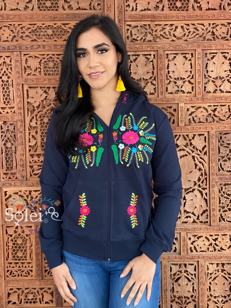 Artisanal Mexican Sweatshirt 100% Acrylan Black 602558 main image 1