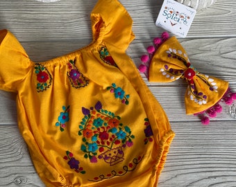 Pañalero Mexicano Tradicional para Mono de Bebe Bordado Ropa  de Bebe Auténtica Ropa Bebe Mexicana estilo