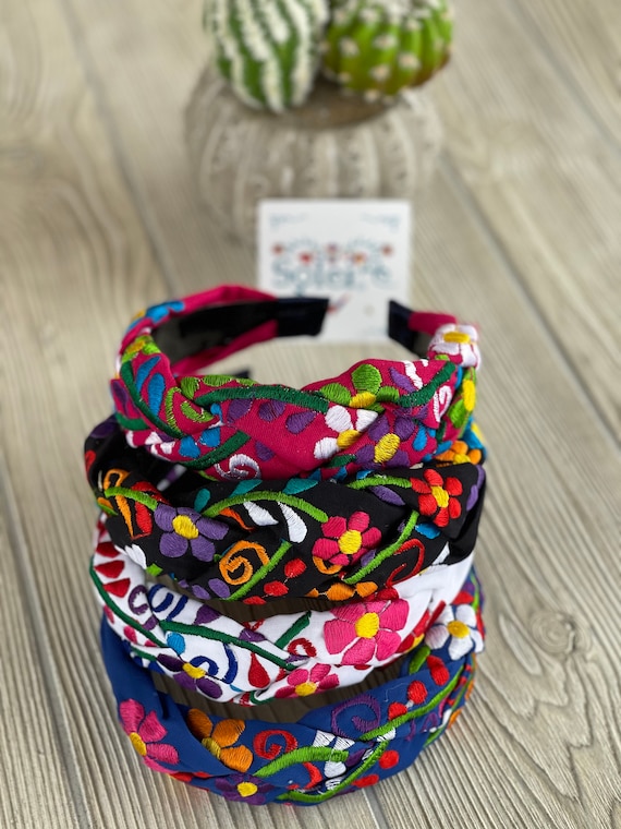 Mexican Embroidered Headband. Artisanal Braided Headband . Mexican