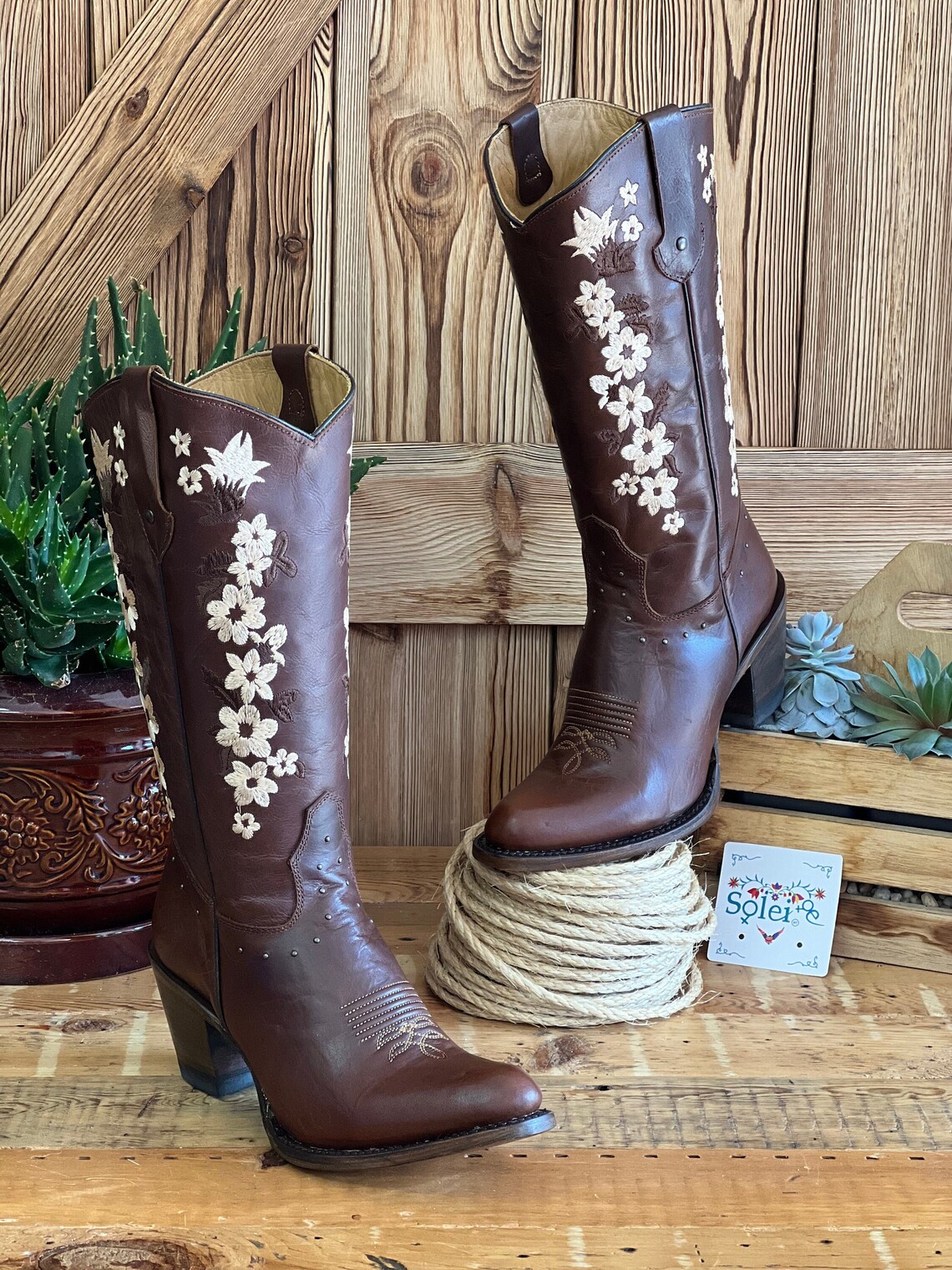 Handmade Leather Floral Embroidered Boots. Mexican Artisanal Etsy