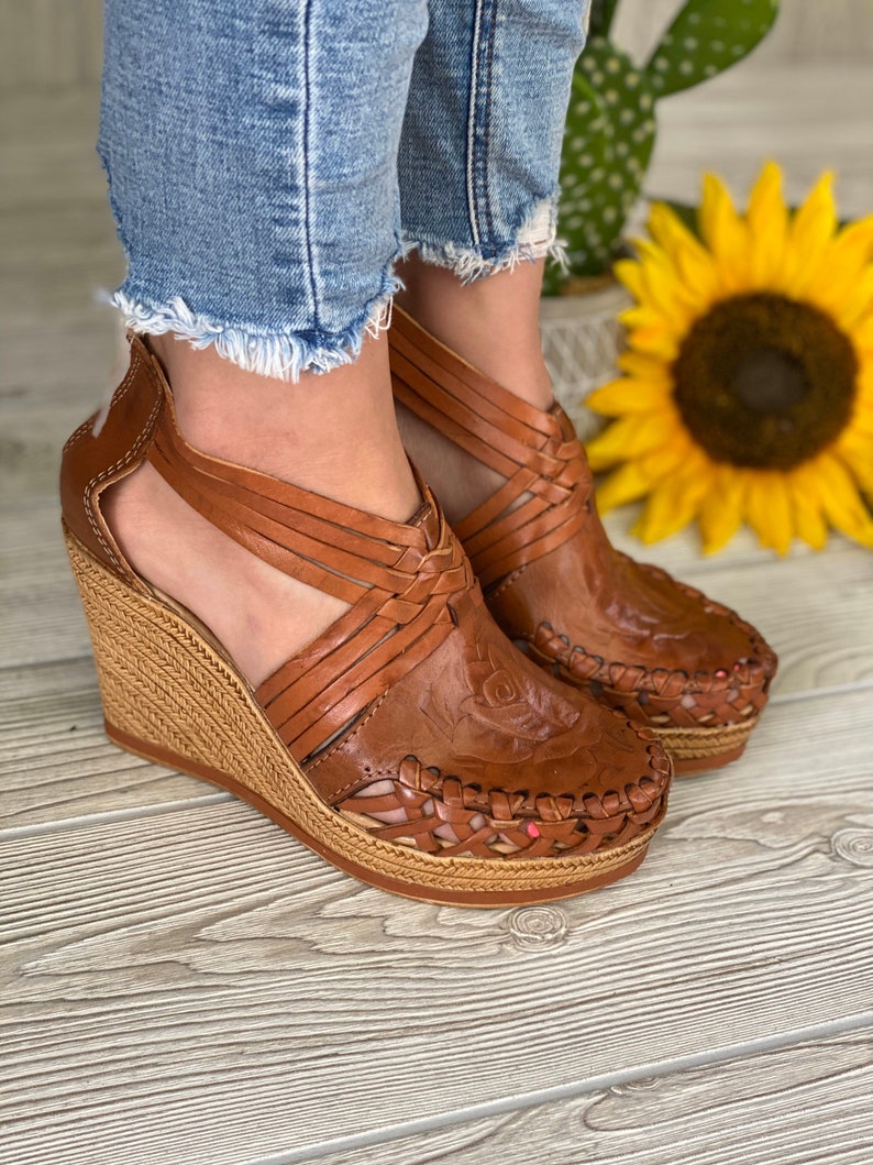leather wedge heel sandals
