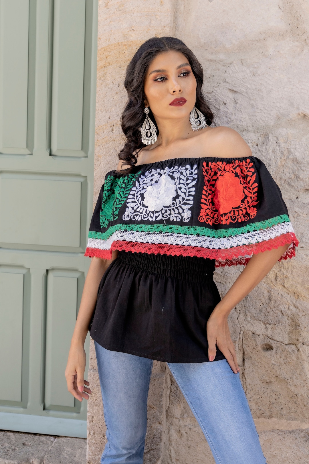 Off the shoulder mexican blouse sale