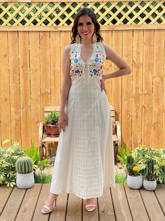 Vestido Mexicano Floral Bordado. Vestido Tradicional Mexicano. | Etsy España