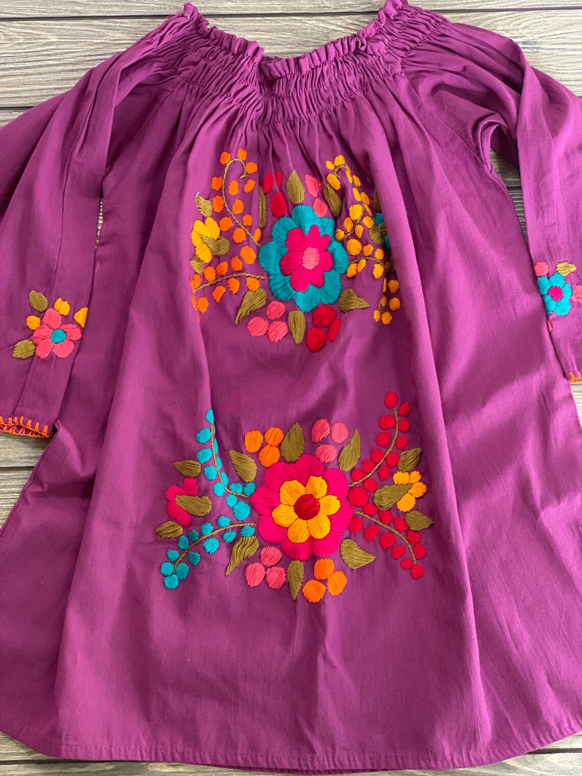 Hand Embroidered off the Shoulder Top. Floral Embroidered Etsy