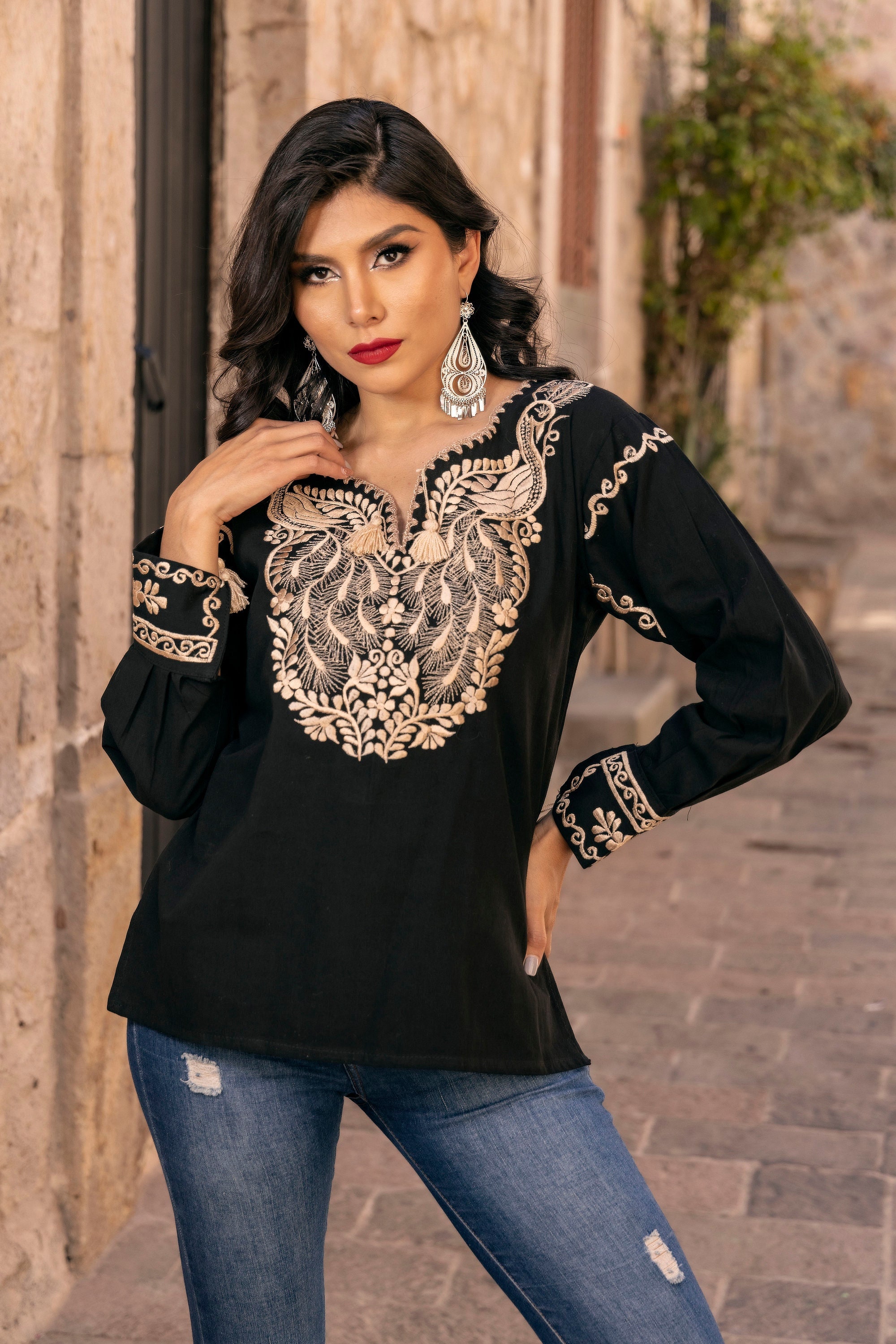 Blusas mexicanas elegantes sales