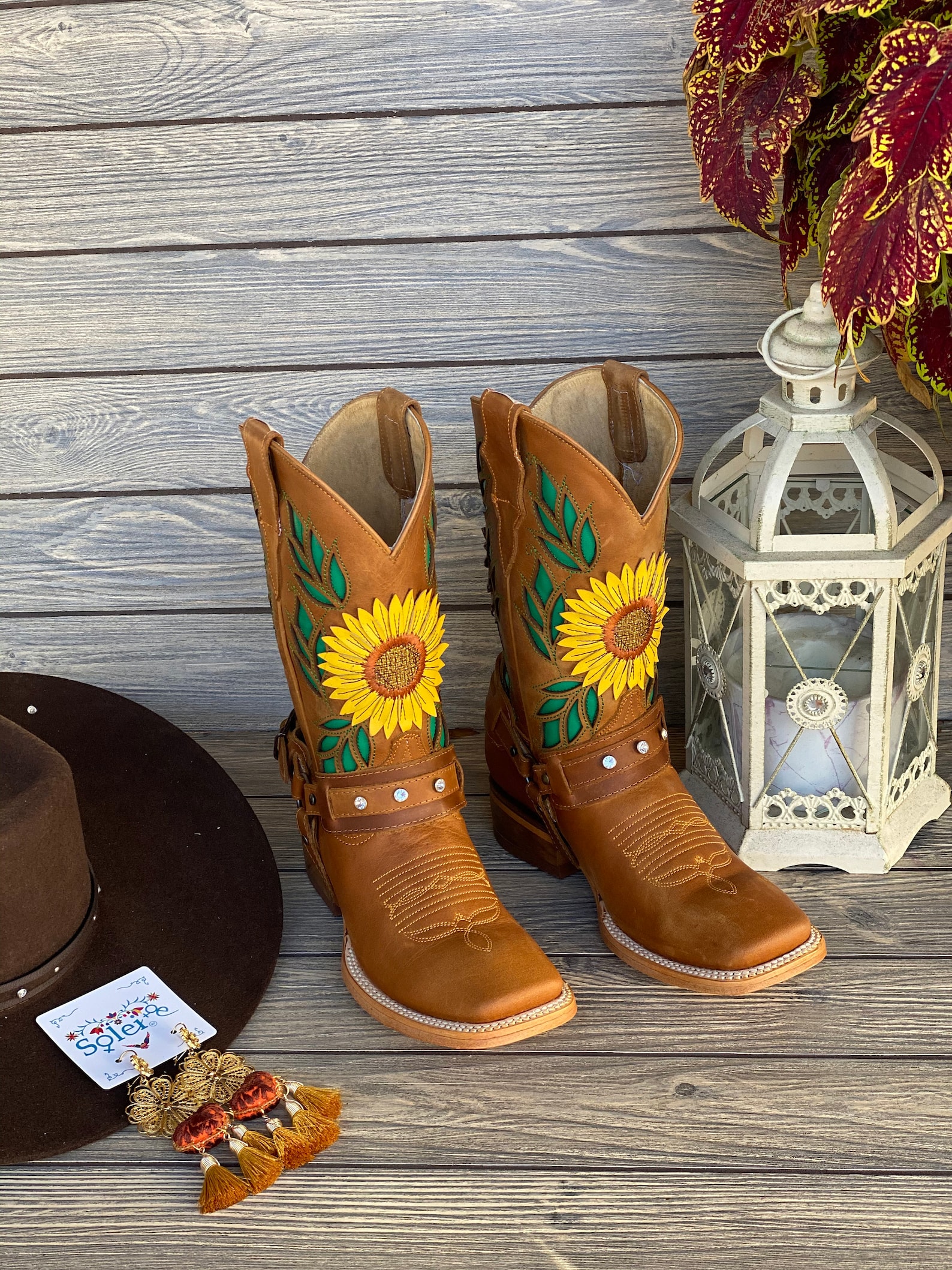 Women's Mexican Boot. Leather Sunflower Embroidered Boot. Etsy