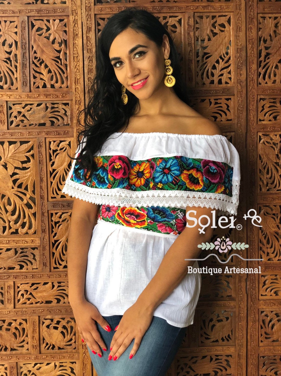 Floral Campesino Blouse. Colorful Mexican Blouse. off the - Etsy