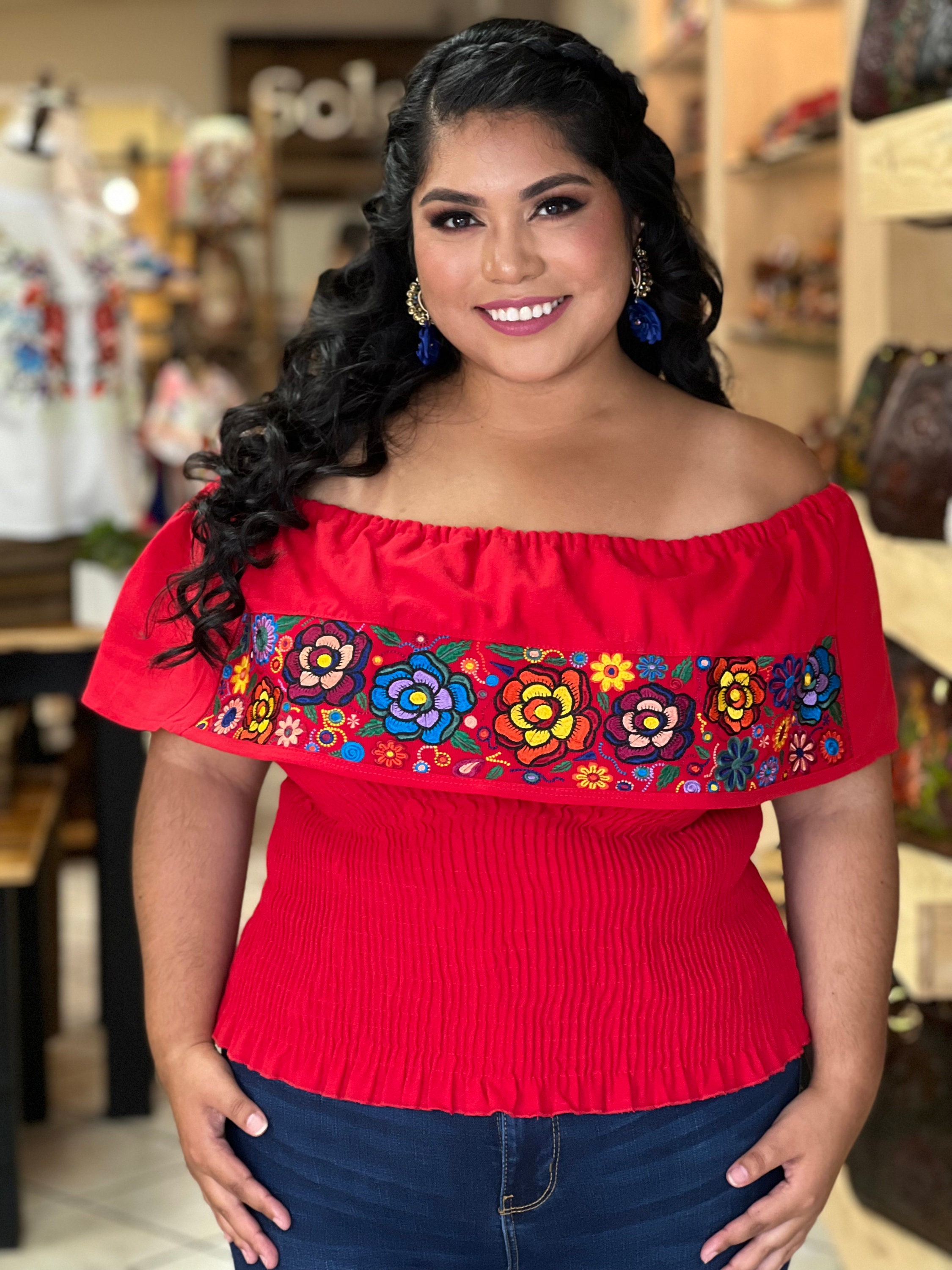 Off the shoulder mexican blouse store plus size