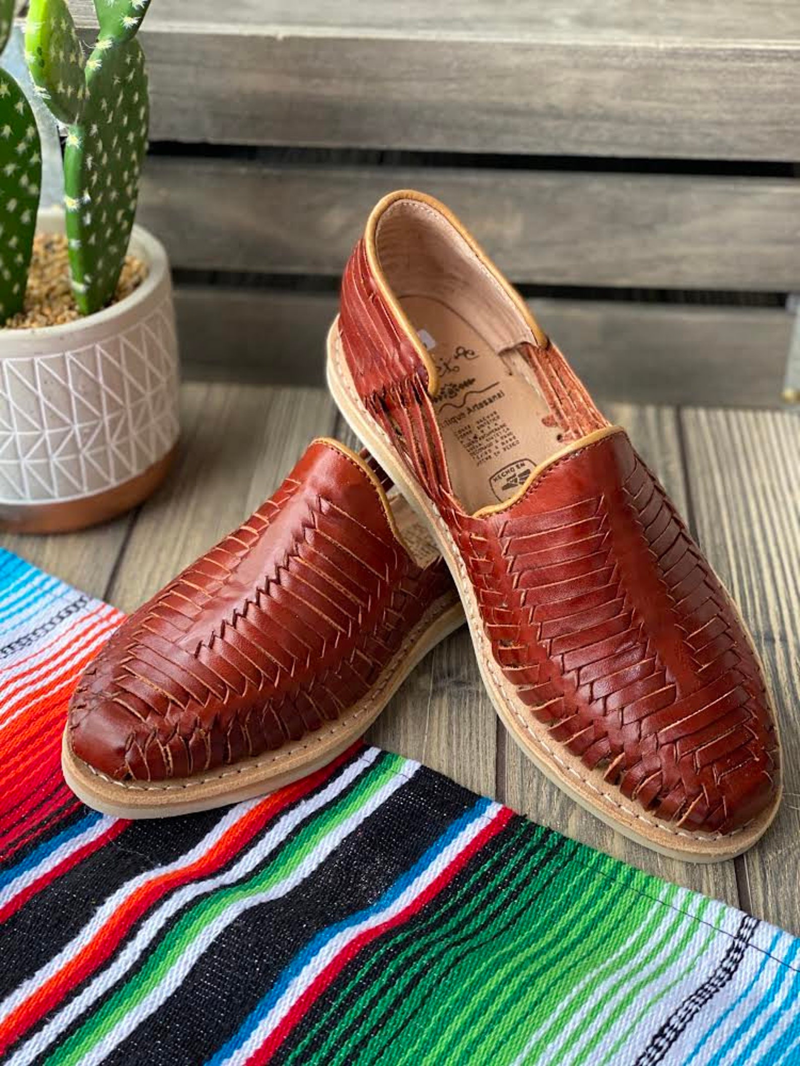 Huarache Artesanal Para Hombre. Zapato Mexicano de Cuero. Etsy