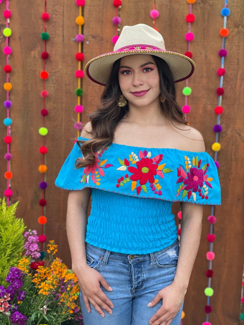 Hand Embroidered Crop Top. Mexican Floral Top. off the - Etsy