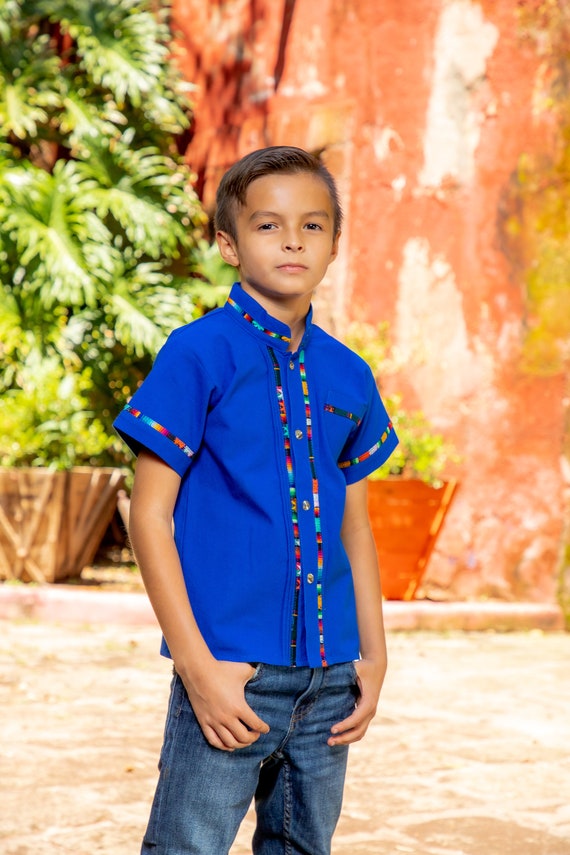 Guayabera Tradicional para Nino. Guayabera Mexicana para Nino. Camisa Artesanal Abotonada. Guayabera Tradicional. Guayabera Tipica Mexicana. Etsy Mexico
