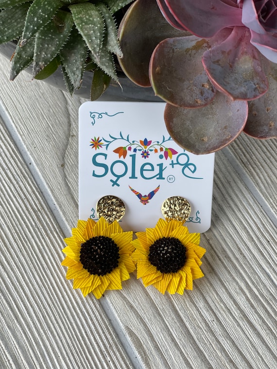 Handmade Sunflower Earrings. Mexican Artisanal Earrings. - Etsy New Zealand