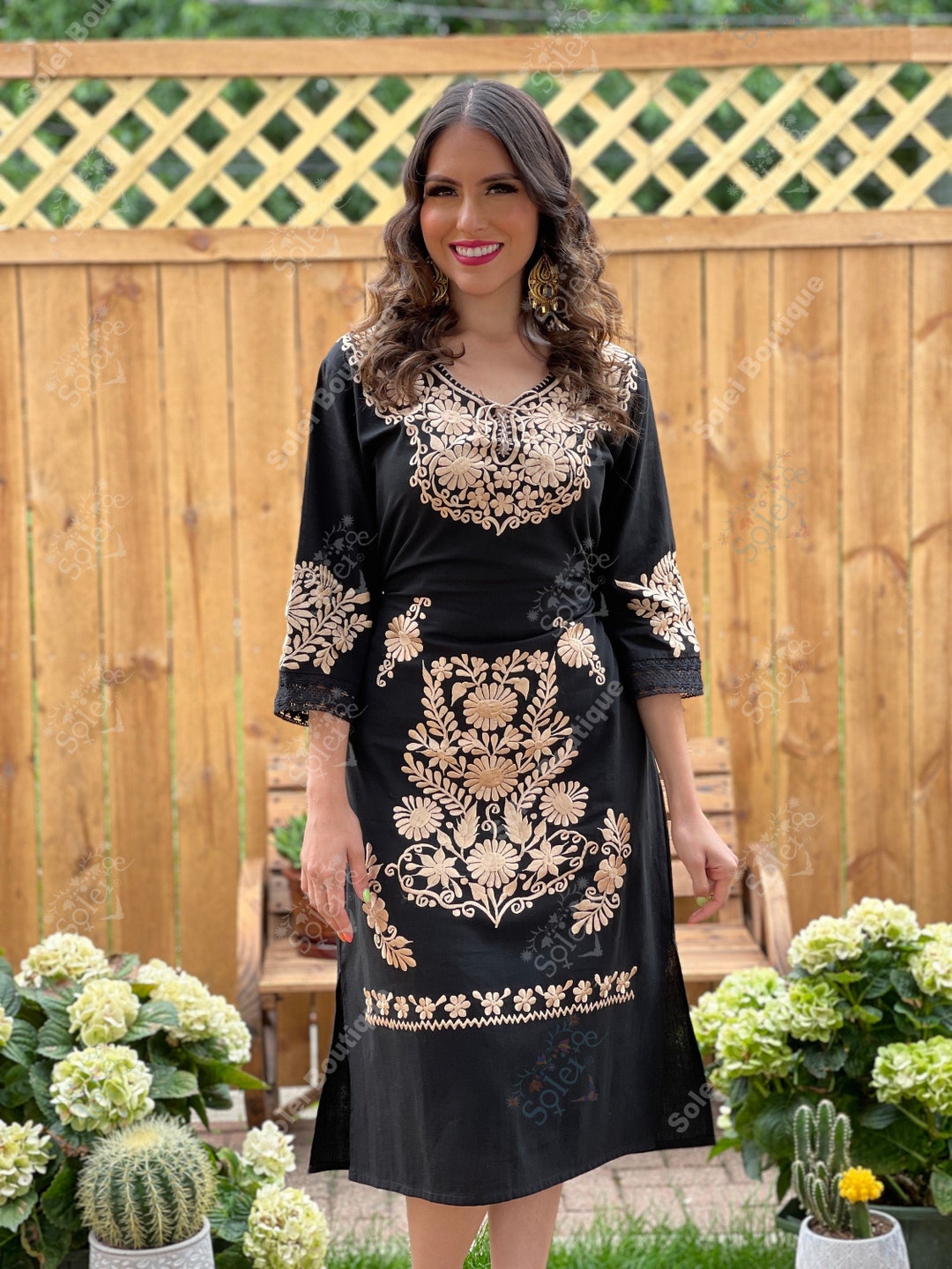 Mexican Long Dress. Size S - 3X. Artisanal Dress. Mexican