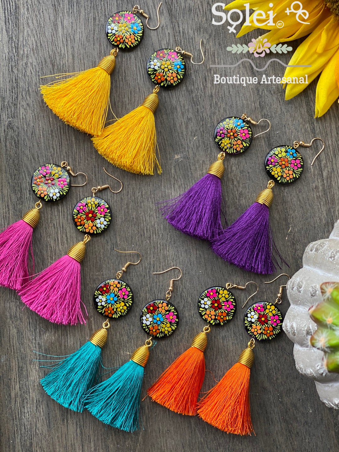 Colorful Mexican Floral Sublimation Earrings Print and Cut Design