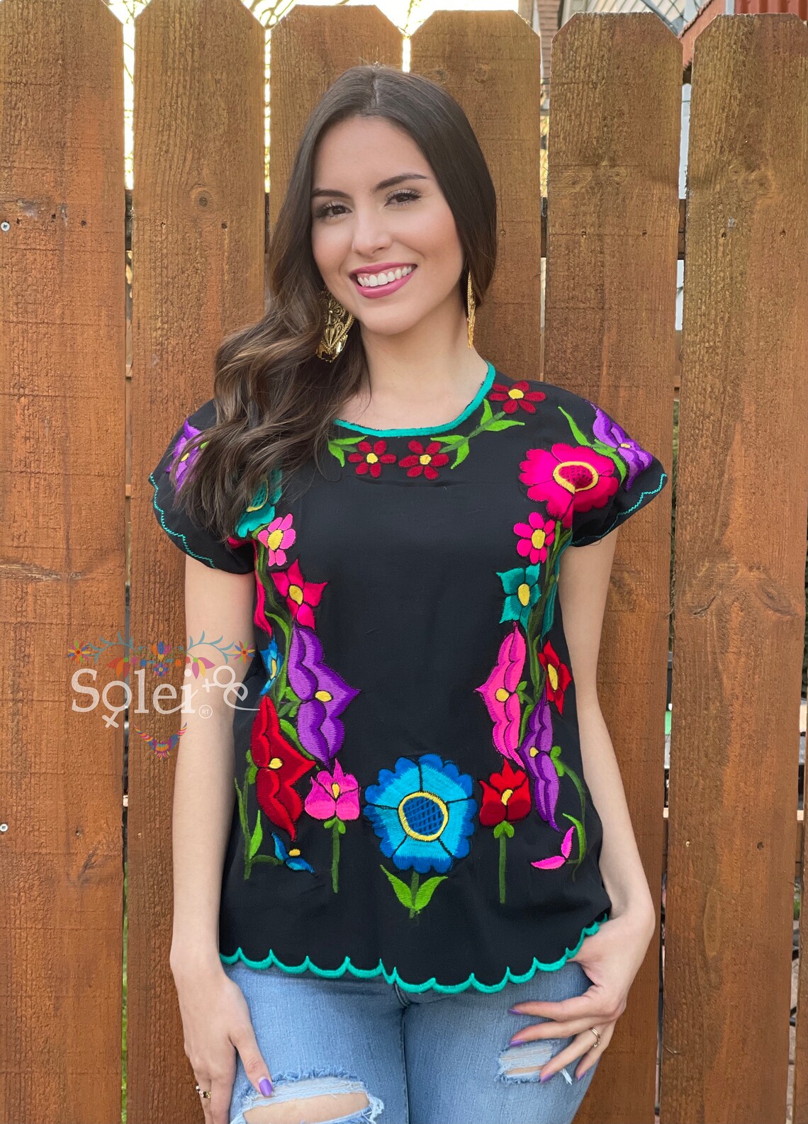Floral Embroidered Mexican Blouse. Colorful Mexican Blouse. - Etsy
