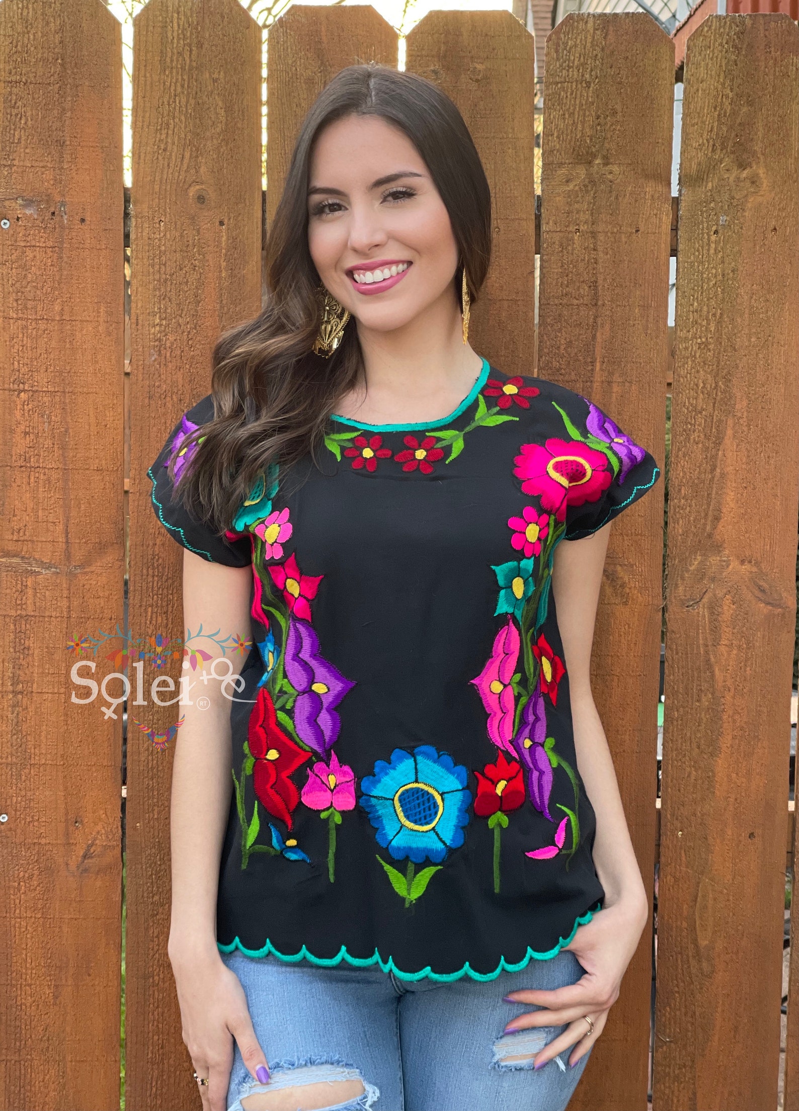 Floral Embroidered Mexican Blouse. Colorful Mexican Blouse. | Etsy