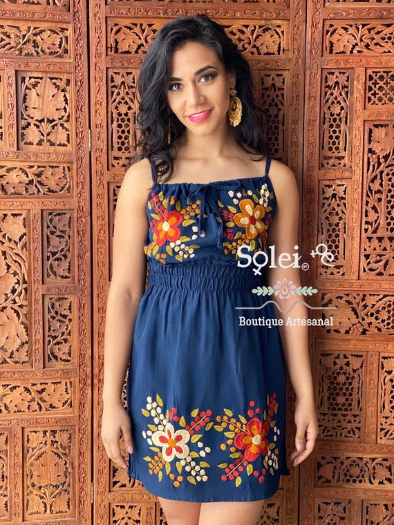 Buy Floral Spaghetti Strap Dress. Hand Embroidered Dress. Fashion