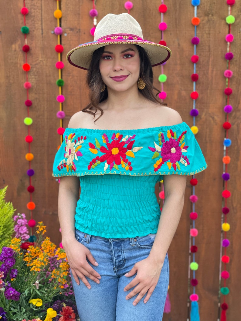 Hand Embroidered Crop Top. Mexican Floral Top. off the - Etsy