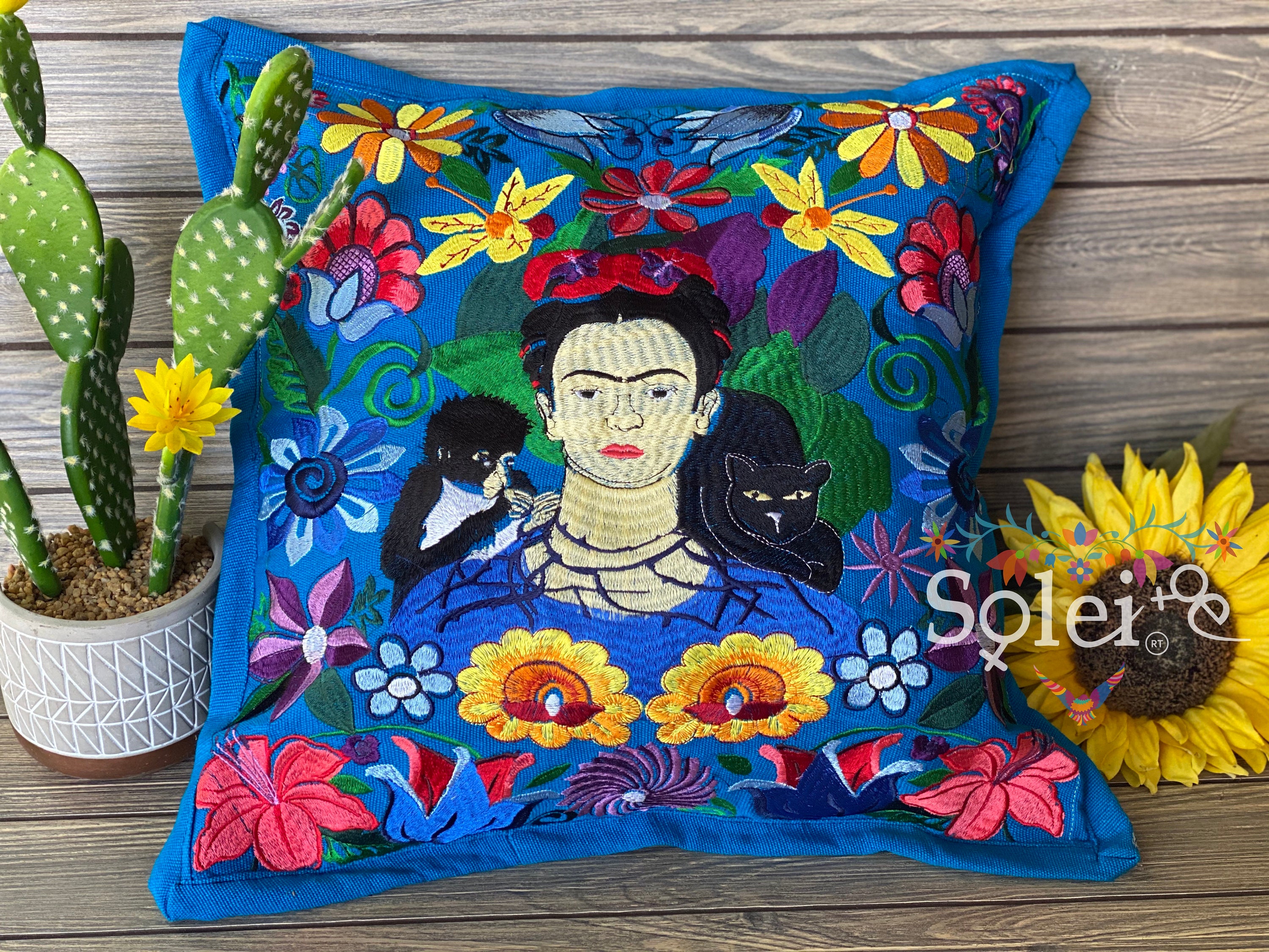 Frida Kahlo Embroidered Cushion Cover. Frida Kahlo Decorative Throw. Mexican Floral Cushion Cover. Boho Pillow Cover. Mexican Cushion Cover Etsy