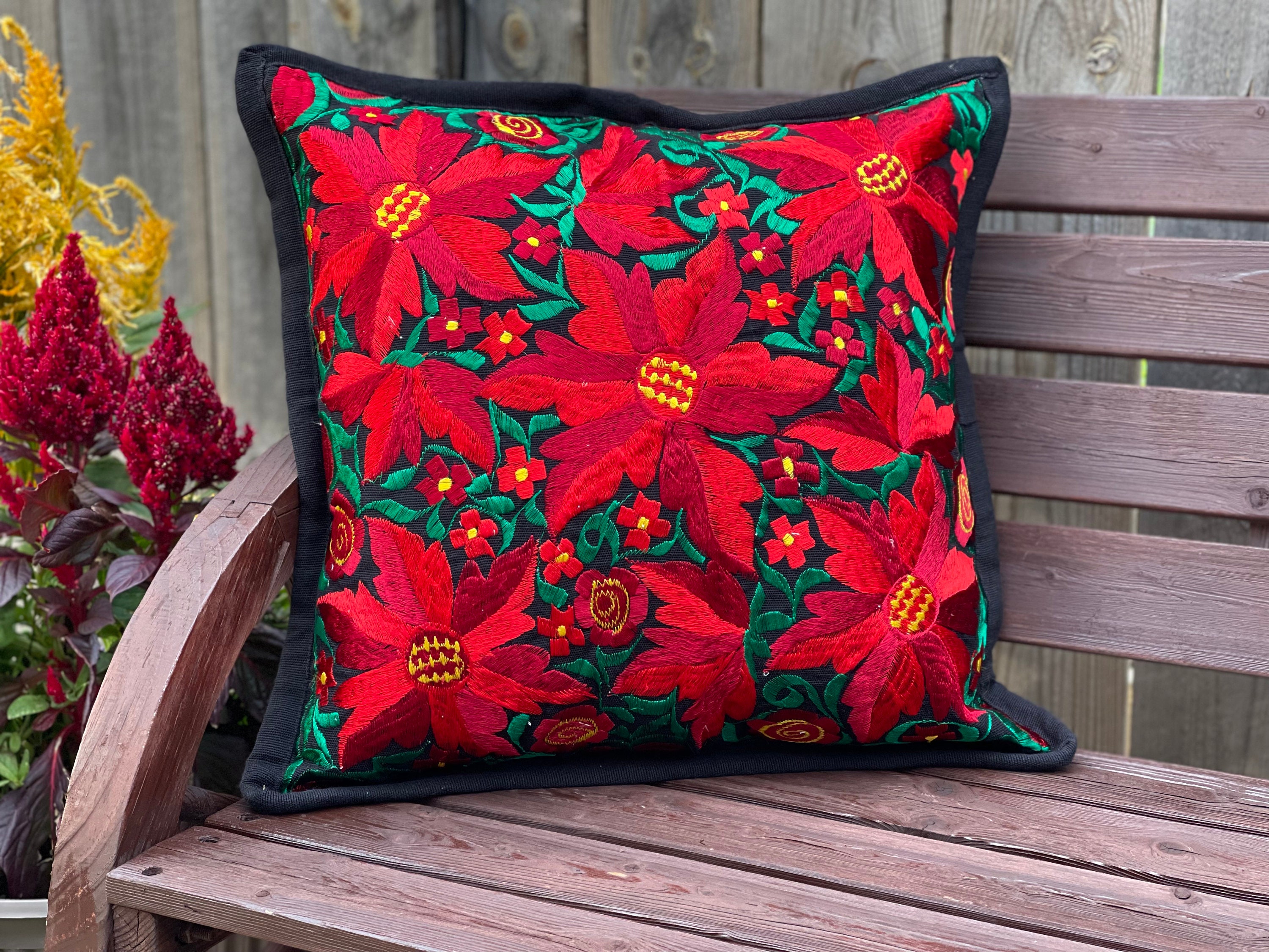 Poinsettia Pillow Etsy Canada