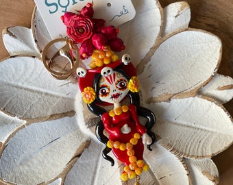 Handmade Keychain Catrina. Traditional Mexican Catrina. Keychain Accessory. Perfect Gift. Gift from Mexico. Ethnic Style. Boho Hippie Style