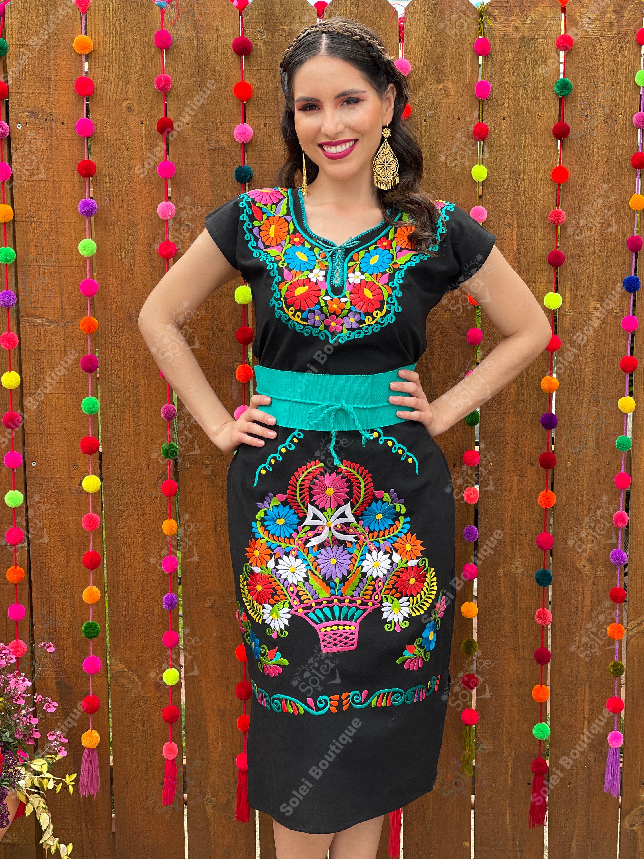 Vestido Mexicano Kimono Largo. Vestido Artesanal con Bordado | Etsy España