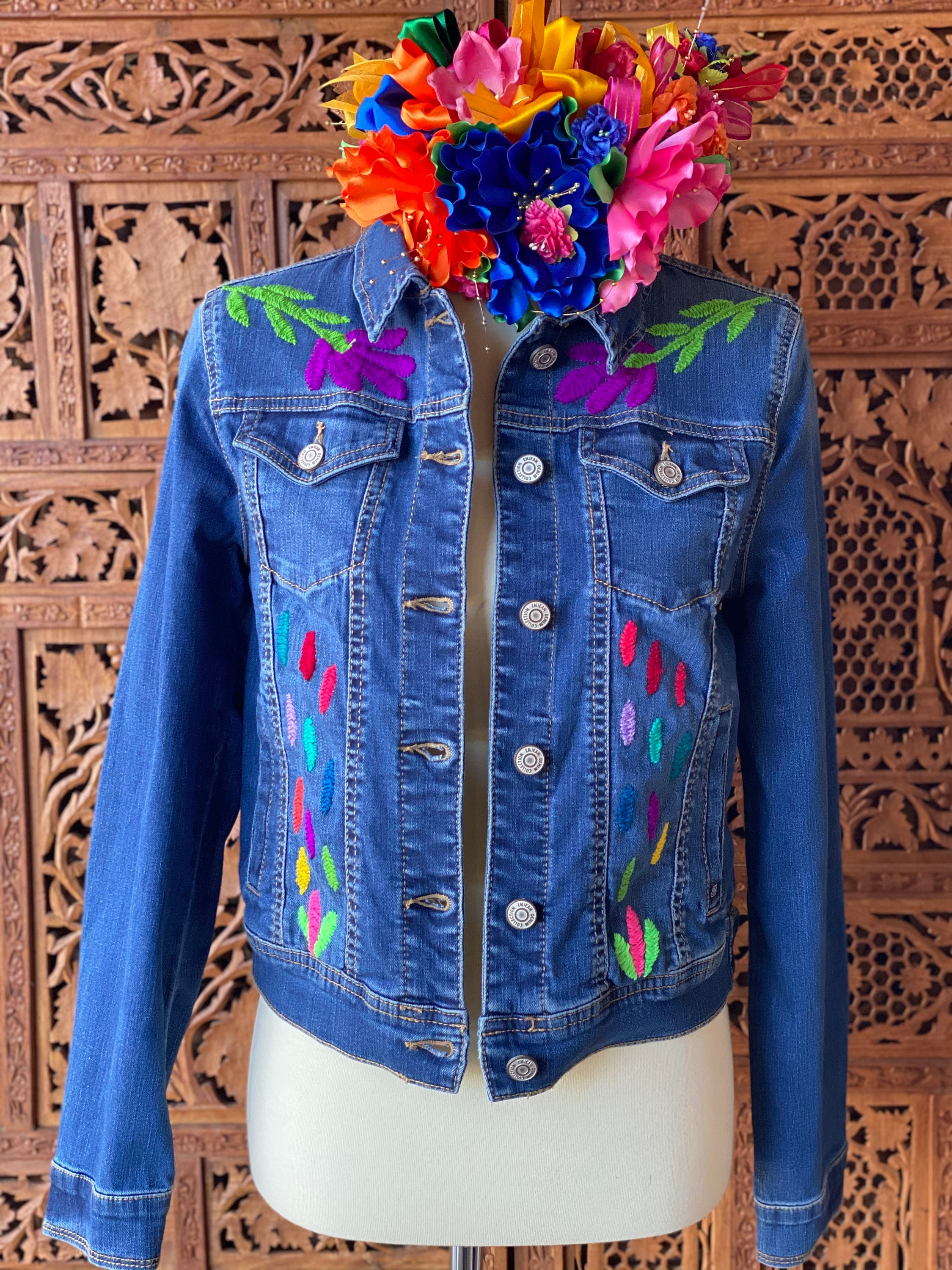 ブルー×レッド spancall embroidery denim jacket | alamiah.edu.sa