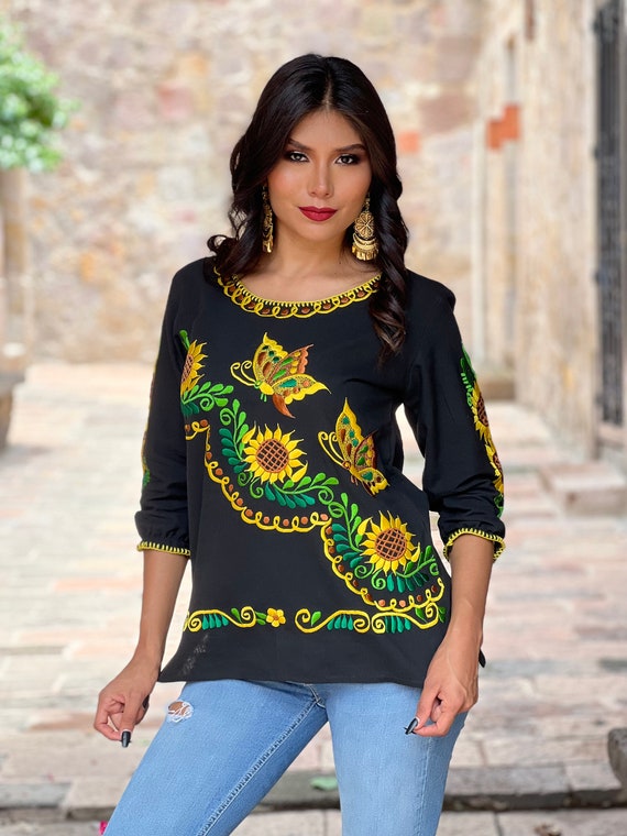 Mexican Butterfly Blouse. Size S 3X. Traditional Mexican Etsy