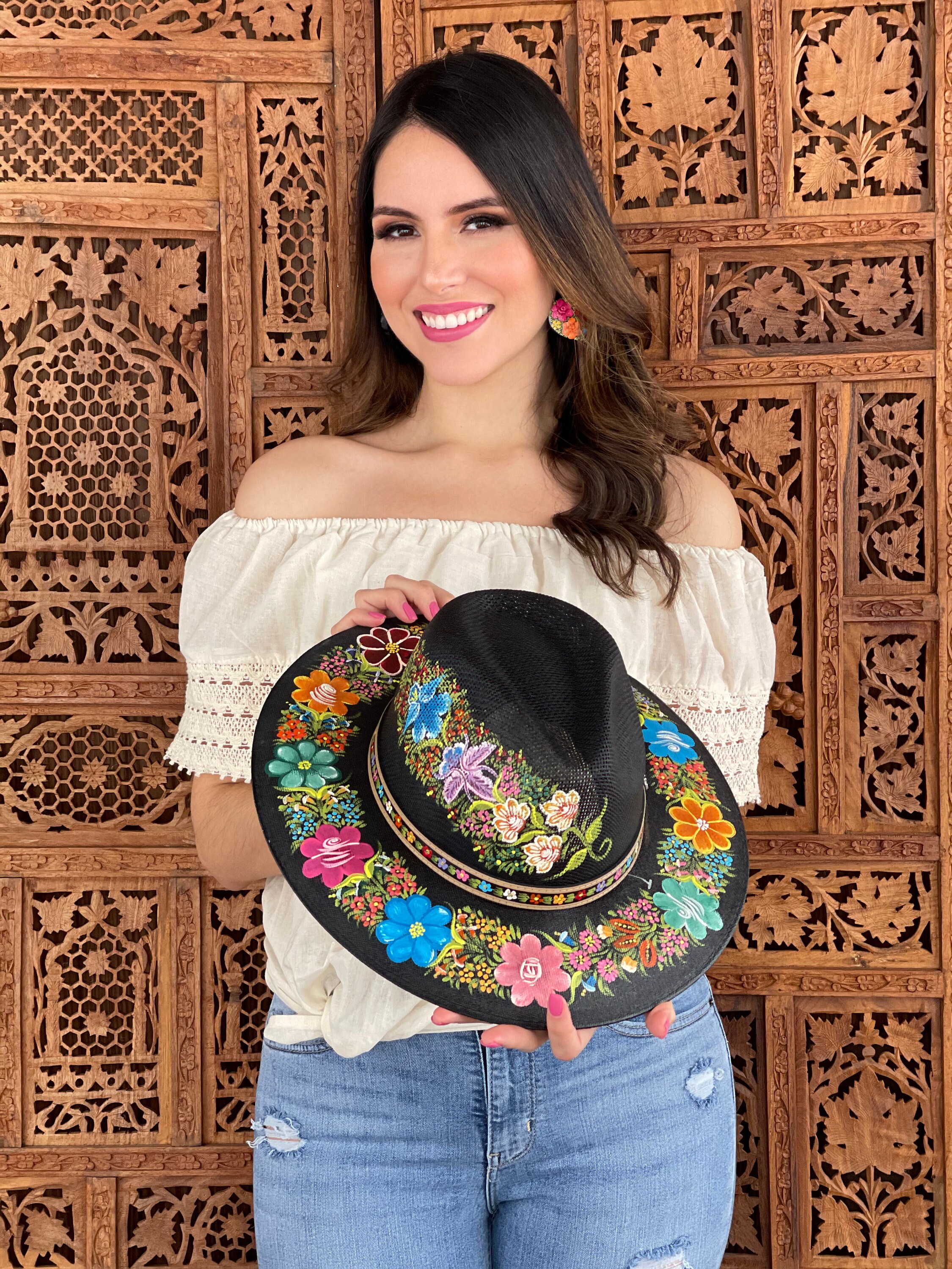 Hand-painted Floral Mexican Sombrero, Jute Sun Hat - Etsy