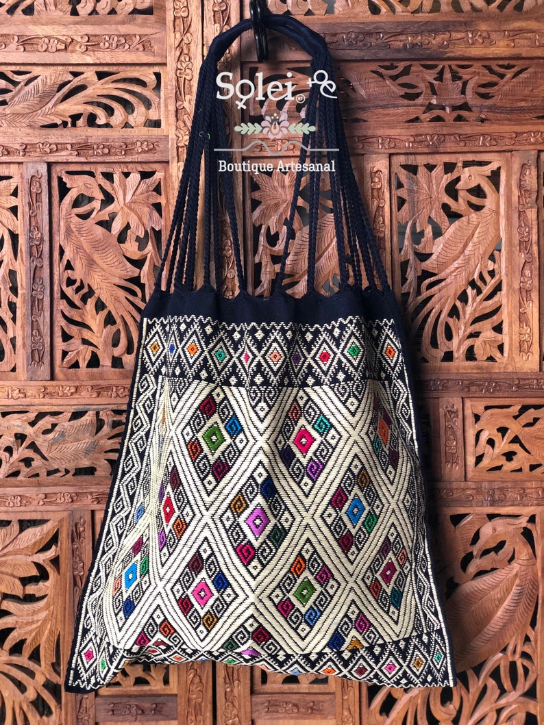 Traditional Embroidered Bag Embroidered on a Waist Loom Colorful Mexican Bag. Various Colors Available Mexican Morral Bag