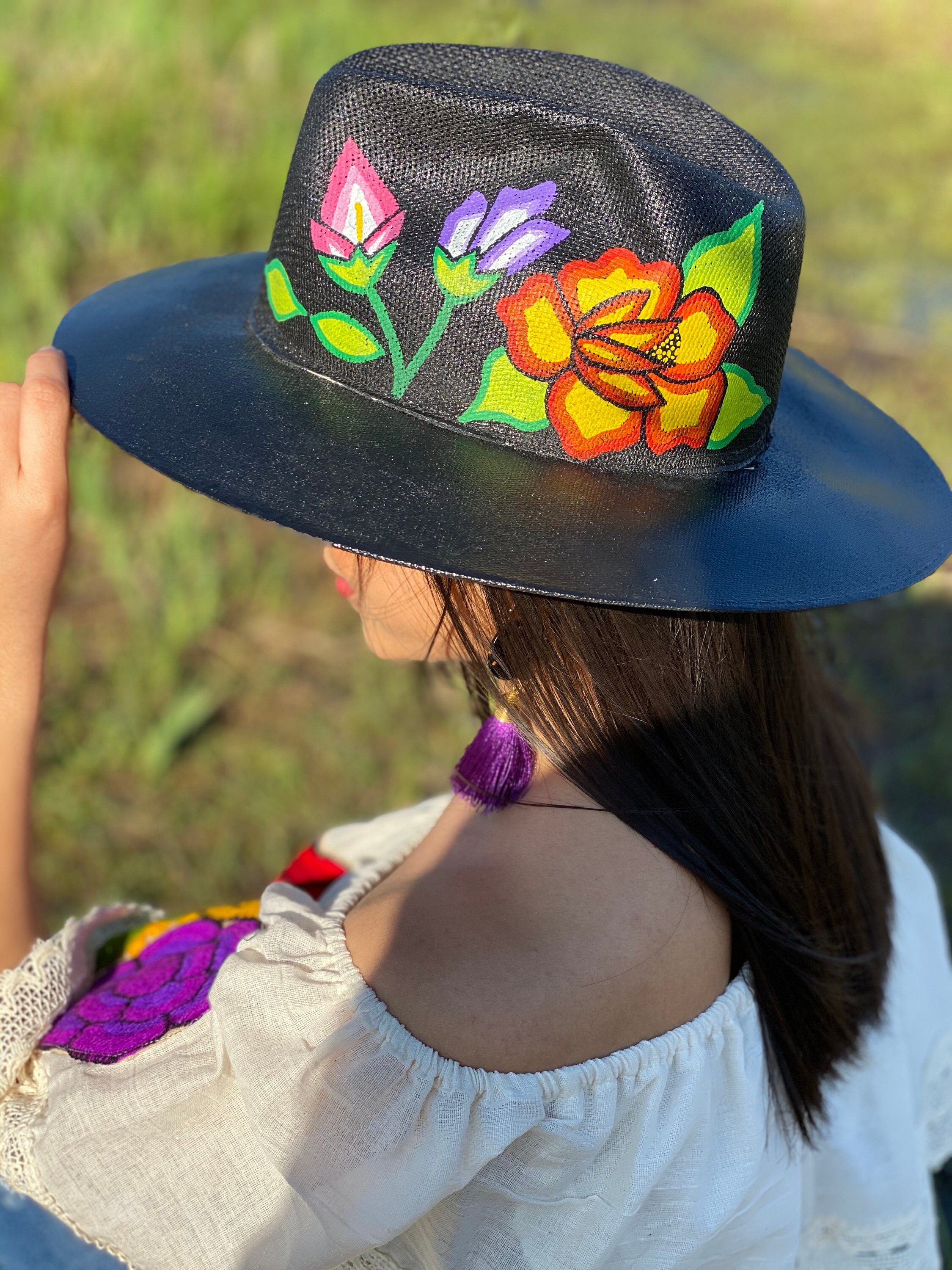 Hand-painted Fedora Hat, Colorful Floral Mexican Sombrero - Etsy