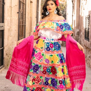Traditional Mexican Chiapaneco Dress. Typical Embroidered - Etsy