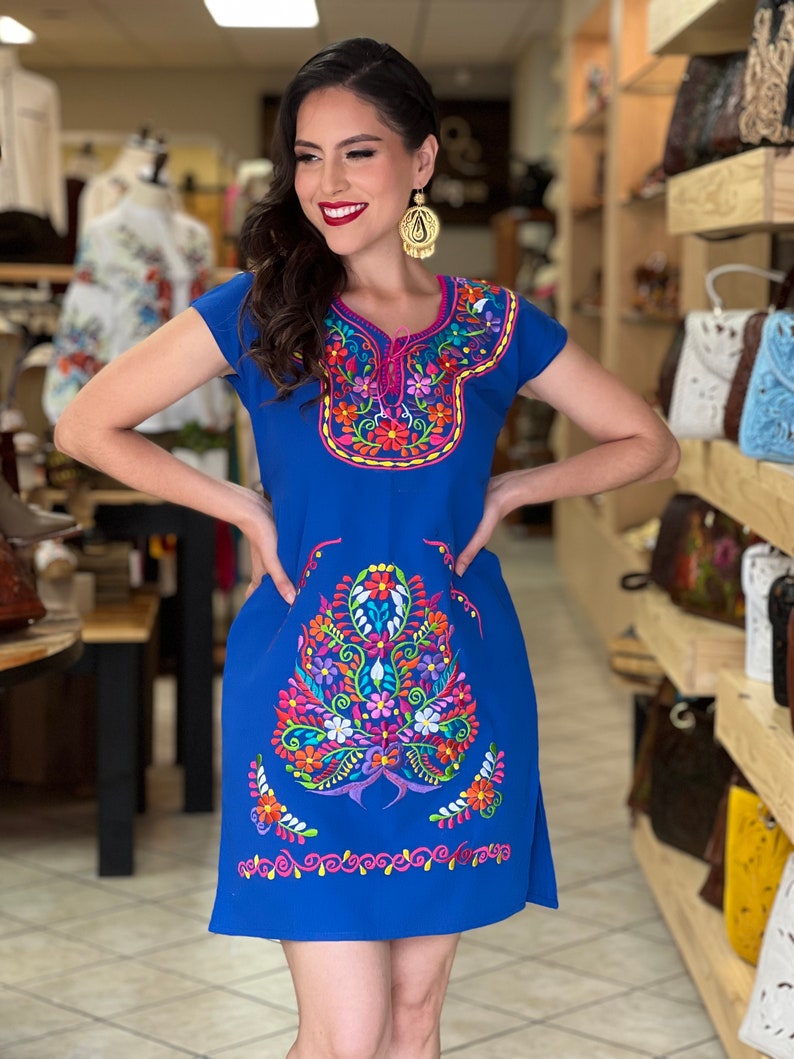 Mexican Kimono Dress. Size S 3X. Floral Embroidered Dress. Mexican Traditional Dress. Handmade Mexican Dress. Mexican Bridesmaid image 8