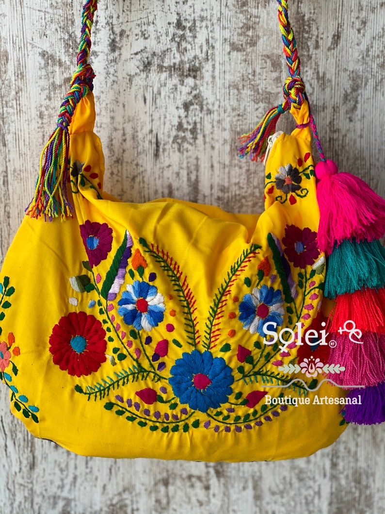 Traditional Embroidered Bag With Tassels. Mexican Morral Bag. Etsy