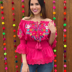 Floral Embroidered Mexican Blouse. Size S 2X. Traditional - Etsy