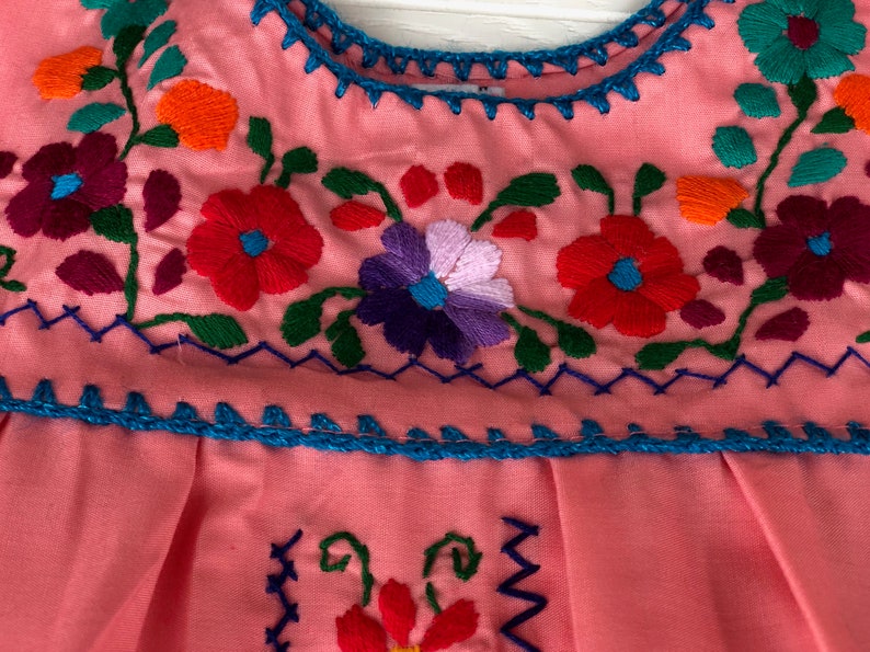 Hand Embroidered Dress Girl\u2019s Mexican Dress Kids Traditional Dress.
