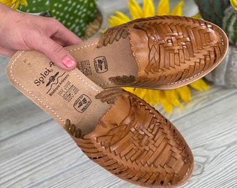 Mexican Artisanal Sandal. All sizes Boho-Hippie Vintage Sandals. Mexican Leather Mules. Solid Color Sandals. Mexican Huarache Sandal.