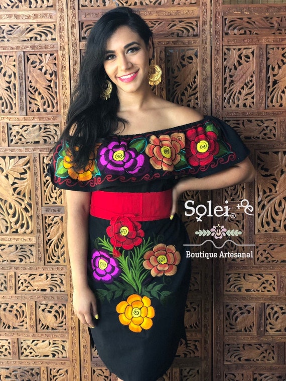 jueves gastos generales Experto Vestido Mexicano estilo Campesino. Vestido Floral Bordado. 5 - Etsy España