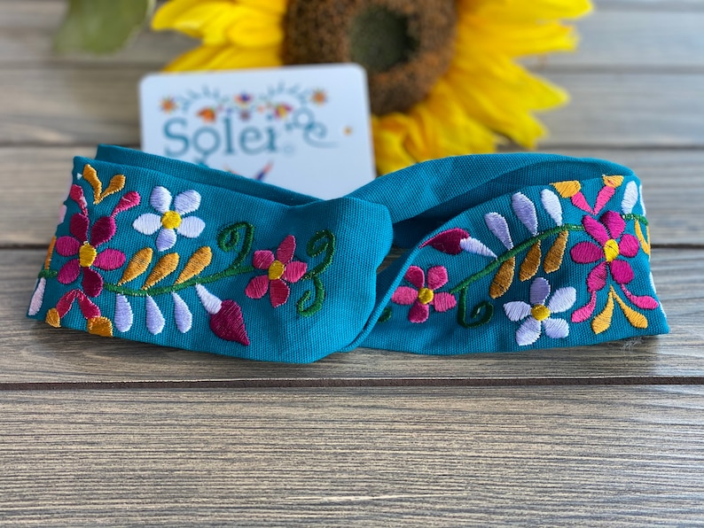 Mexican Embroidered Headband. Artisanal Head Elastic Band. Etsy