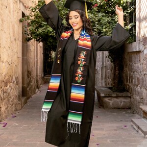 2024 Mexican Graduation Stole Sash. Mexican Serape Stole. Mexican Graduation. Multicolor Graduation Stole. Mexican Themed Graduation Stole. image 6