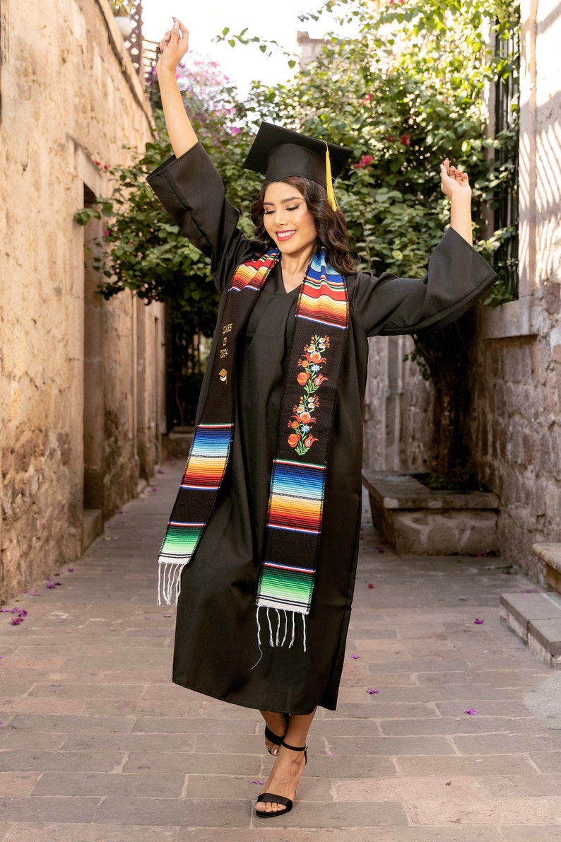 2024 Mexican Graduation Stole Sash. Mexican Serape Stole. Mexican Graduation. Multicolor Graduation Stole. Mexican Themed Graduation Stole. zdjęcie 6